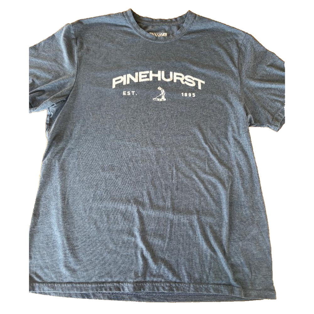 Pinehurst T shirt, Polyester Cotten Blend, Large, Grey Heather with Putter Boy